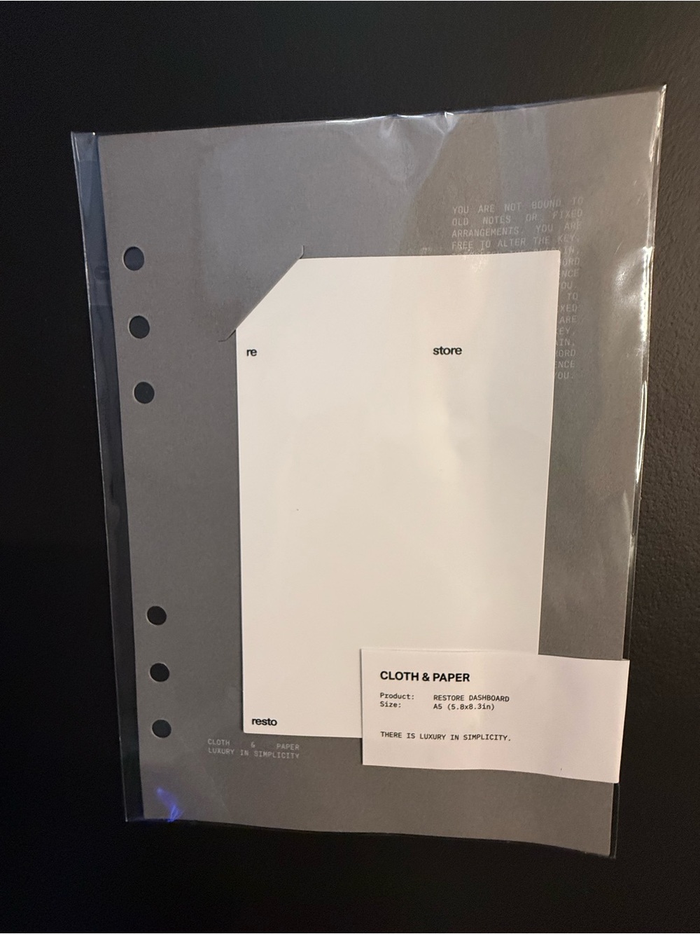 Cloth & Paper Restore Dashboard - Gray A5